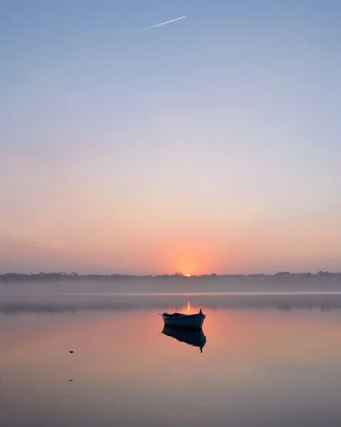 Sunrise über der Lagune von obidos